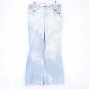 Democracy "Ab Technology" Factory Bleach Stain Light Blue Denim Jeans -10- 32/31